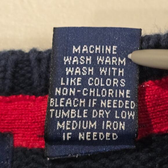 VTG Polo Ralph Lauren Sweater Boys Sz 5 Navy Blue Red Pony Crewneck Pullover - Picture 5 of 6